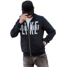 Dstreet Moški pulover na zadrgo s potiskom DARNELL temno moder bx5412 M