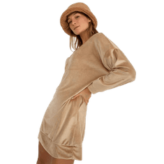 RUE PARIS RUE PARIS bež ženska obleka ohlapnega kroja z žepi RP-TU-8189.00X_392430 L-XL