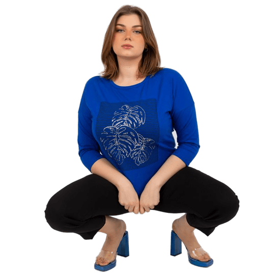 RELEVANCE Ženska bluza z izrezom plus size MINA temno modra RV-BZ-8486.29X_393451