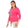 Ženska bluza z rebri velike velikosti TEENA roza RV-BZ-8457.47P_393554 Univerzalni