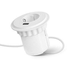 Delight Skrita vgradna šuko vtičnica z USB vhodom bela