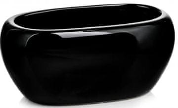 shumee Ovalni keramični cvetlični lonec črne barve 27 cm Piano