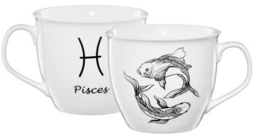shumee Skodelica z znakom zodiaka rib, bel porcelan, 550 ml