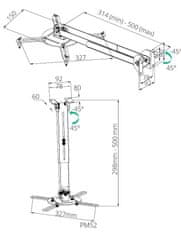 TB Držalo za projektor 2v1 TB-M52 strop/stena 10 kg