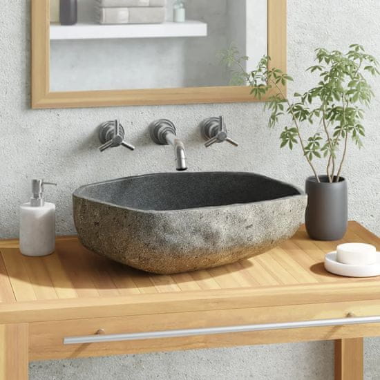 Vidaxl Umivalnik iz rečnega kamna ovalen 46-52 cm