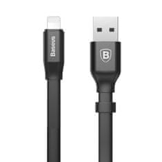 BASEUS vitki ploščati kabel usb / lightning kabel z držalom 2a 0,23 m črn (calmbj-b01)