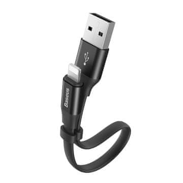 shumee Ploščati kabel Iphone Lightning USB kabel z držalom 2A 23CM črn