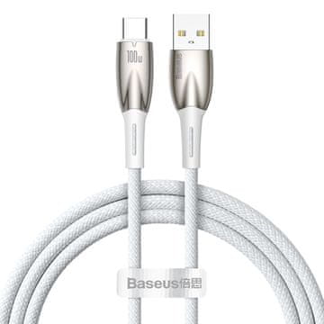BASEUS Kabel za hitro polnjenje Glimmer USB-A - USB-C 1 m - bel