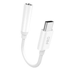 DUDAO Avdio adapter za slušalke z USB-C na mini jack 3,5 mm, bel