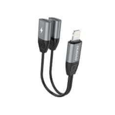 DUDAO adapter za slušalke lightning na 2x lightning priključek za glasbo in polnjenje sive barve (l17i siva)