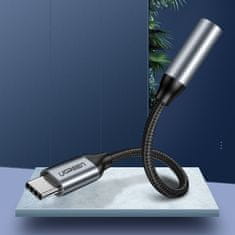 Ugreen Priključek za slušalke z Mini Jack 3,5 mm na USB-C 10 cm – siv