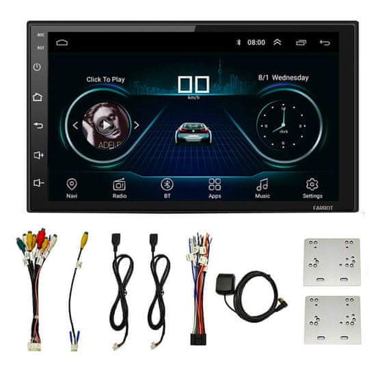 BergMont Avtoradio z navigacijo 2 DIN, ANDROID 13, 7 inčni zaslon na dotik, 1/16 GB, GPS, Bluetooth, WiFi, kamera za vzvratno vožnjo