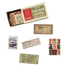 Northix 60x etiket z nalepkami v škatli, vintage - št. 6 