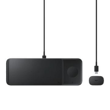 Samsung Polnilna postaja TRIO za ure Galaxy Watch in slušalke TWS + kabel USB-C, črna