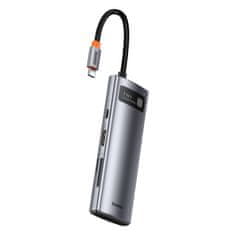 BASEUS Večfunkcijski USB HUB 7v1 tip C HDMI čitalnik kartic TF PD siv