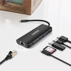 Choetech docking station adapter hub usb type c 6in1 100w pd black (hub-m05)