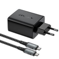 AceFast 2v1 Mrežni polnilnik z USB-C kablom + USB-C - HDMI 4K adapter črn