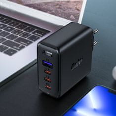 AceFast hitri polnilec gan 3xusb-c/1xusb-a 100w črn + kotni kabel usb-c - usb-c 100w 2m črn