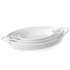 NEW Ovalni krožnik za peko z ročaji 215x140x35mm iz belega porcelana - Hendi 784013