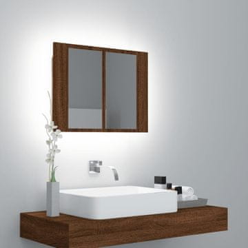 Vidaxl vidaXL Kopalniška omarica z ogledalom rjav hrast 60x12x45 cm