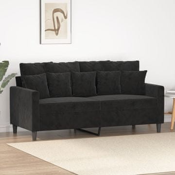 Vidaxl vidaXL Dvosed, črn, 140 cm, oblazinjen z žametom