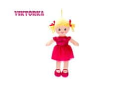Mikro Trading Viktorka krpasta lutka 32 cm češko govoreča, na baterije temno rožnata