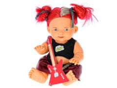 Mikro Trading Lutka 23 cm z rdečimi čopki in kitaro v škatli