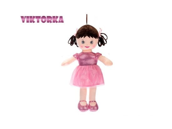 Mikro Trading Viktorka krpasta lutka 32 cm češko govoreča, na baterije svetlo rožnata
