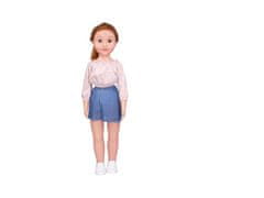Mikro Trading Lutka, rdečelaska s krilom iz džinsa, hodeča, 70 cm