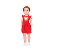 Mikro Trading Lutka, rdečelaska v rdeči obleki, hodeča, 70 cm