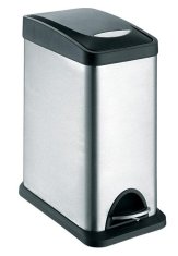 Toro Koš za odpadke iz nerjavečega jekla s plastičnim pokrovom, prostornina 8 l, 15,5 x 40 cm