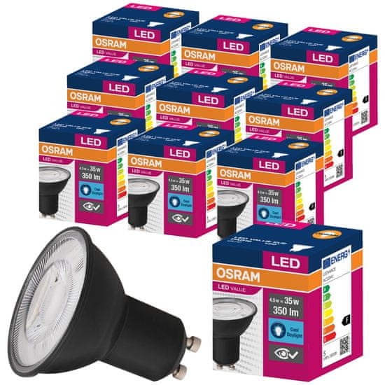 Osram 10x črna LED žarnica 4,5W = 35W 350lm 4000K Nevtralno bela 120°