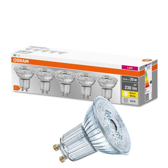Osram 5x LED žarnica GU10 2,3W = 35W 230lm 2700K Toplo bela 36°