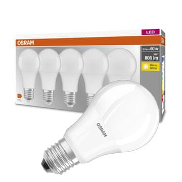 Osram 5x LED žarnica E27 A60 8,5W = 60W 806lm 2700K Toplo bela 300°