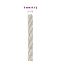 Vidaxl Delovna vrv bela 8 mm 50 m polipropilen