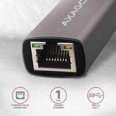 AXAGON ADE-TR, USB-A 3.2 Gen 1 - Gigabitna ethernetna omrežna kartica, samodejna namestitev, titanovo siva