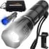 Malatec 2v1 akumulatorska LED XPE UV ročna svetilka ZOOM
