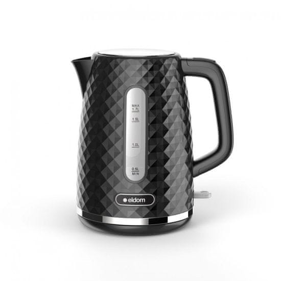 Eldom Kuhalnik C280C ELDOM ELLI 1.7 l, 2200 W, črn, s funkcijo zaščite pred sušenjem, brezžični in 360° osnovo