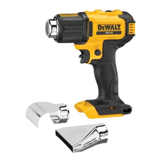 slomart DeWALT DCE530N-XJ vroči zrak pištola, 190 l/min, 530 °C, brezžična, rumena, ergonomičen ročaj, 2 nastavitvi temperature
