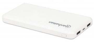 Manhattan Manhattan Power Bank, 10000 mAh, izhod: (2,1A in 1A), vhod: 2x USB-A (2,1A in 1A): (oba 2A), bela, enoletna garancija, blister