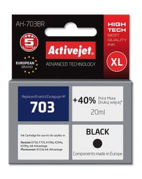 ActiveJet Activejet AH-703BR črn črnilo (nadomestilo za HP 703 CD887AE), 20 ml