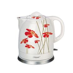 MAESTRO Električni čajnik Feel-Maestro MR-066-RED CVETOVI, 1,5 L, 1200 W, rdeč in bel, keramična konstrukcija, samodejni izklop