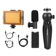Puluz komplet za snemanje v živo stativ + luč LED + mikrofon + sponka za telefon PKT3132B