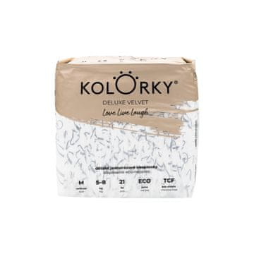 KOLORKY DELUXE VELVET Eko plenice za enkratno uporabo z žametno površino M (5-8 kg) 21 kosov