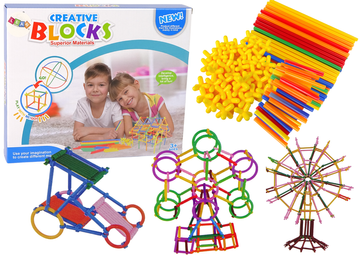 slomart Gradbeni set LEAN TOYS: kocke, paličke in slamice za gradnje