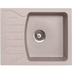 Enojno granitno korito z odcejalnikom TERCA PICCOLO s sifonom za omarico od 50 cm, bež barve