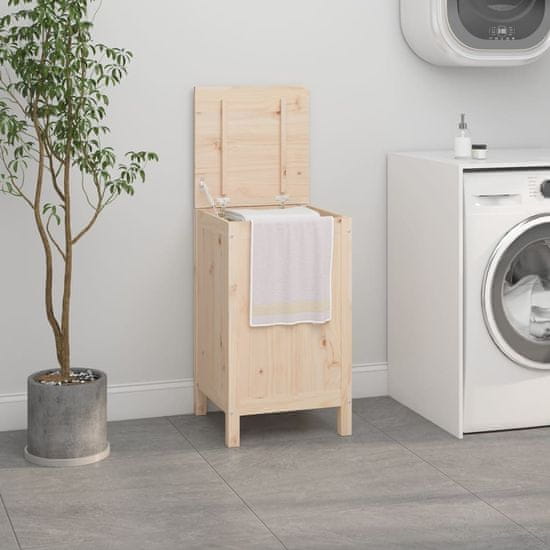 Vidaxl Zaboj za perilo 44x44x76 cm trdna borovina