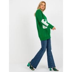 RUE PARIS Ženski oversize pulover z napisom RUE PARIS zelene barve LC-SW-8050.95P_394121 Univerzalni