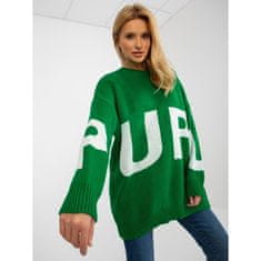 RUE PARIS Ženski oversize pulover z napisom RUE PARIS zelene barve LC-SW-8050.95P_394121 Univerzalni