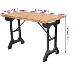 Vidaxl Jedilna miza s površino iz masivnega jelševega lesa 122x65x82 cm